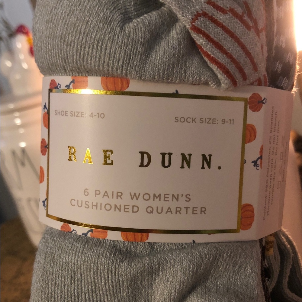 Rae Dunn Fall Themed 6 Pair Women’s Cushioned Quarter Socks Shoe Size 4-10 - Picture 2 of 12